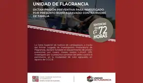 Dictan prisión preventiva para investigado por presunto robo agravado contra madre de familia