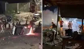 Ucayali: queman patrullero de la PNP durante enfrentamiento por bloqueo de la carretera Federico Basadre