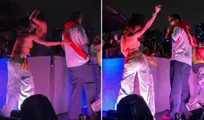 Korina Rivadeneira es ignorada por vocalista de Rawayana tras acercarse a bailar durante concierto