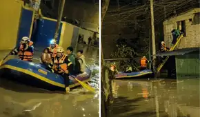 Rescatistas usaron botes inflables para evacuar a vecinos atrapados por lluvias intensas en Villa El Salvador