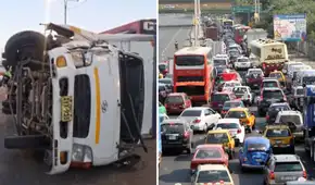 Accidente de tránsito genera tráfico en la Panamericana Sur: camión termina volcado en plena vía