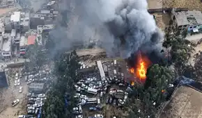 Voraz incendio en depósito de la PNP deja más de 100 vehículos quemados en El Tambo, Huancayo