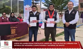 Corte de Lambayeque fortalece labor del juez de paz de Cañaris con nueva computadora