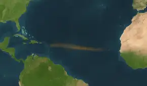 Los científicos quedaron asombrados al ver una enorme cinta marrón que se extiende a través del Atlántico desde África