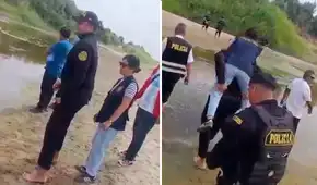 Fiscal es cargada por policías para evitar mojarse los zapatos durante levantamiento de cadáver en Piura