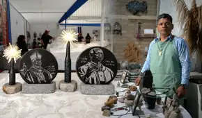 León XIV tallado en piedra: artesano de Lambayeque crea piezas con el rostro del papa para turistas