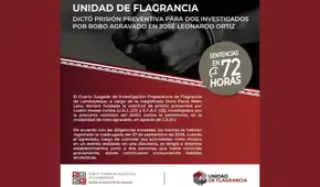 Lambayeque: dictan 4 meses de prisión preventiva a dos investigados por robo agravado