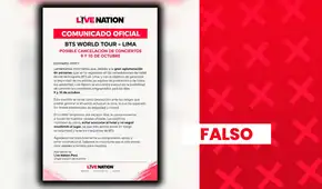 Es falso que Live Nation haya anunciado la posible cancelación de los conciertos de BTS en Lima