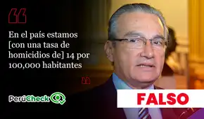 Es falso que la tasa de homicidios en el Perú sea de 14 por cada 100,000 habitantes, como dijo Alejandro Aguinaga