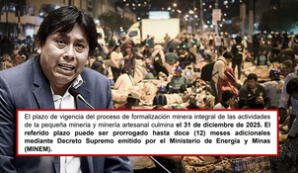 Continúan protestas de mineros y el Congreso pretende ampliar el Reinfo por un año