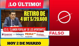 Gobierno peruano no ha aprobado retiro de 4 UIT de las AFP a inicios de marzo de 2024