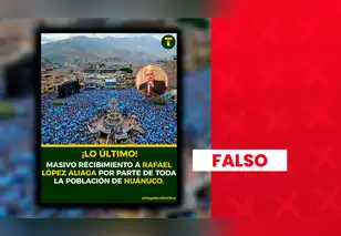 Esta no es una foto real del mitin de Rafael López Aliaga en Huánuco: fue creada con IA