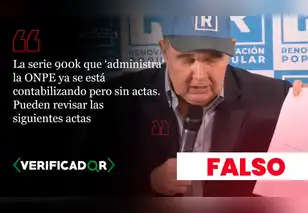 Es falso que 43 mesas de sufragio de la serie 900 mil fueran contabilizadas sin actas de escrutinio, como afirmó RLA