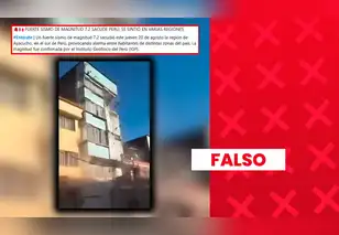 Es falso que este video muestre la caída de la fachada de un edificio durante el terremoto de Ayacucho: las imágenes corresponden al terremoto en Colombia