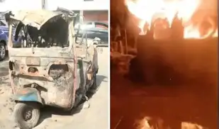 Incendian dos mototaxis, fuego alcanza una vivienda y deja herida a joven