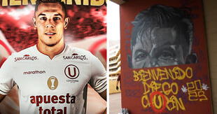 Universitario presentó a Diego Churín como flamante '9' con peculiar mural de grafiti en el Monumental