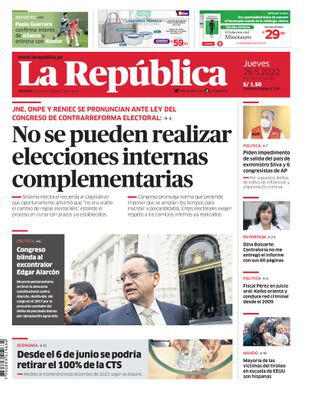 Edición Impresa - La Republica | Lima - Jueves 26 de Mayo del 2022