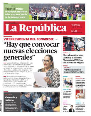 Edición Impresa - La Republica | Lima - Viernes 12 de Agosto del 2022