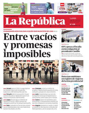 Edición Impresa - La Republica | Lima - Lunes 26 de Setiembre del 2022
