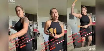 Mujer peruana causa sensación al bailar al ritmo de salsa sensual mientras cocina