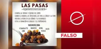 Gráfica contiene información falsa sobre los beneficios de las pasas