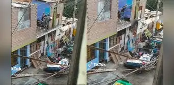 Captan cómo 2 recicladores se lanzan de segundo piso en medio de una discusión Captan cómo 2 recicladores se lanzan de segundo piso en medio de una discusión