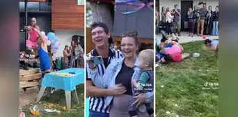 Padre organiza escena de lucha libre para revelar si su bebé será hombre o mujer