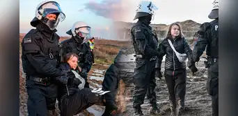 Policía detiene a Greta Thunberg durante protesta contra una mina de carbón en Alemania