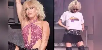 Miley Cyrus sorprende en concierto al usar playera de Hannah Montana Miley Cyrus sorprende en concierto al usar playera de Hannah Montana
