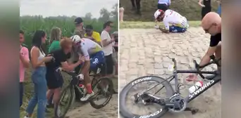 Ciclista del Tour de France se rompe el cuello tras chocar con un fan y aun así termina la carrera