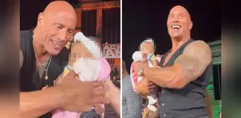 Dwayne Johnson, ‘La Roca’, enternece al cargar a una bebé durante la promoción de su película Dwayne Johnson, ‘La Roca’, enternece al cargar a una bebé durante la promoción de su película