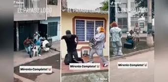 Joven se disfraza del payaso Pennywise y asusta a las personas con una motosierra Joven se disfraza del payaso Pennywise y asusta a las personas con una motosierra