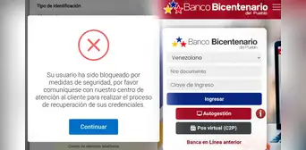 ¿Cómo desbloquear mi usuario en la plataforma web del Banco Bicentenario?