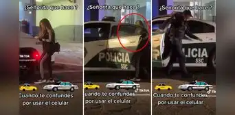 Mujer se distrae con el celular y termina dentro de un patrullero luego de pensar que era su taxi Mujer se distrae con el celular y termina dentro de un patrullero luego de pensar que era su taxi