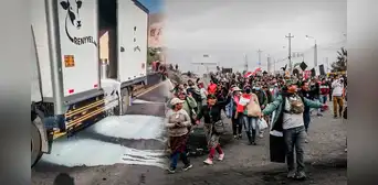 Ganaderos arrojaron leche frente a protestantes: “Exigimos que nos dejen trabajar” Ganaderos arrojaron leche frente a protestantes: “Exigimos que nos dejen trabajar”