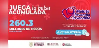 Sorteo Melate: Resultados de la Lotería Nacional HOY 27 de enero