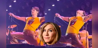 Harry Styles pasó bochornoso momento al romper su pantalón frente a Jennifer Aniston en concierto