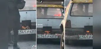 Ni gas, ni petróleo: usuarios captan a hombre manejando un auto propulsado por carbón Ni gas, ni petróleo: usuarios captan a hombre manejando un auto propulsado por carbón