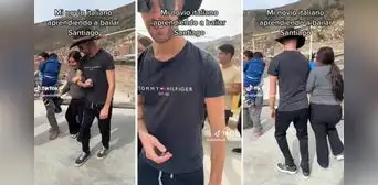 Joven italiano aprende a bailar el huayno Santiago para hacer feliz a su novia peruana Joven italiano aprende a bailar el huayno Santiago para hacer feliz a su novia peruana