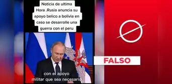 No hay prueba de que Vladímir Putin anunció “apoyo bélico” a Bolivia en caso de una guerra con Perú No hay prueba de que Vladímir Putin anunció “apoyo bélico” a Bolivia en caso de una guerra con Perú