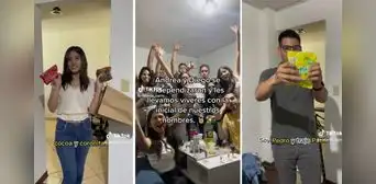 Pareja de jóvenes organiza fiesta tras independizarse y sus amigos los apoyan con regalos