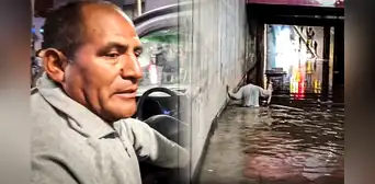 "Es un héroe": hombre bucea en agua sucia para recuperar auto de taxista tras intensa lluvia "Es un héroe": hombre bucea en agua sucia para recuperar auto de taxista tras intensa lluvia