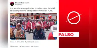 Es falso que estas imágenes sean de los "ponchos rojos del MAS" en la plaza de Armas de Puno Es falso que estas imágenes sean de los "ponchos rojos del MAS" en la plaza de Armas de Puno