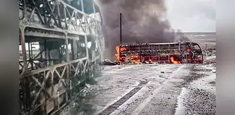 Incendian bus interprovincial y caseta de control durante enfrentamientos en Apurímac Incendian bus interprovincial y caseta de control durante enfrentamientos en Apurímac