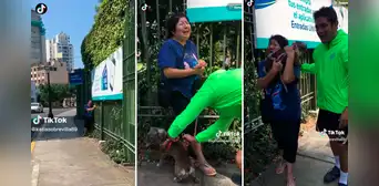 Mujer llora desconsoladamente al ver de nuevo a su perrito que se escapó afuera del Circuito Mágico del Agua Mujer llora desconsoladamente al ver de nuevo a su perrito que se escapó afuera del Circuito Mágico del Agua