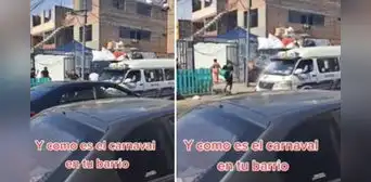 Combi se detiene a recoger pasajeros en el Callao y vecinos aprovechan para mojarlos a todos Combi se detiene a recoger pasajeros en el Callao y vecinos aprovechan para mojarlos a todos