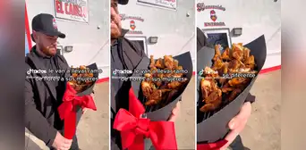 ¿Se cansó de las flores? Emprendedor ofrece ramo de pollito asado por el Día del Amor