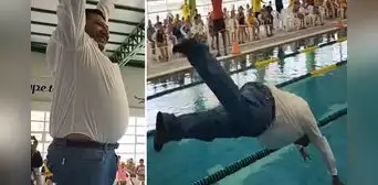 Alcalde se lanzó a piscina recién inaugurada con todo y ropa para probarla: "Pensó que era su jacuzzi" Alcalde se lanzó a piscina recién inaugurada con todo y ropa para probarla: "Pensó que era su jacuzzi"