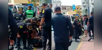 Marcha en Lima: PNP detiene a ciudadano que protestaba en plaza Dos de Mayo