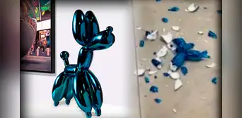 Mujer rompe por accidente escultura valorada en $42.000 del artista Koons en feria de arte Mujer rompe por accidente escultura valorada en $42.000 del artista Koons en feria de arte